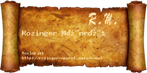Rozinger Ménrót névjegykártya